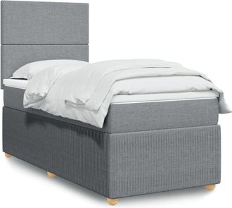 vidaXL Cama Box Spring Con Colch&oacute;n Tela Gris Claro 90x190 Cm Vidaxl