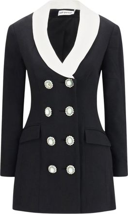 Self Portrait Jewel Button Shawl Collar Mini Dress