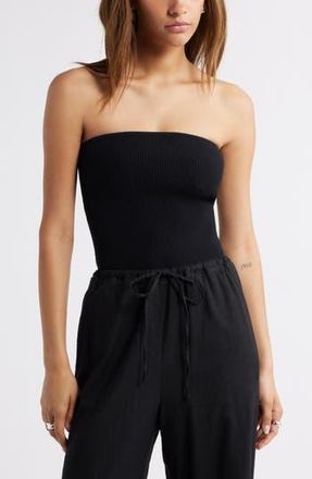 Open Edit Luxe Rib Tube Top in Black at Nordstrom Rack, Size Xx-Small