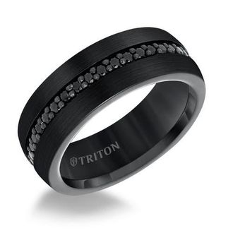 Triton 8MM BLK Tungsten All Around Created White Sapphire in Black at Nordstrom, Size 11.5