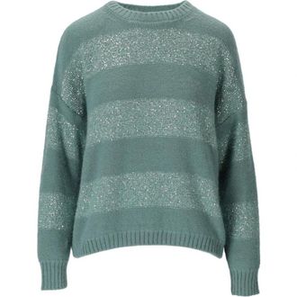 Max Mara Groene Mohair Trui met Ronde Hals - Dames - Ronde hals truien - Veelkleurig - S - Wol - Truien & Vesten