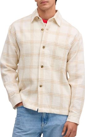 Nn.07 Adwin 50059 Plaid Recycled Cotton Blend Shirt Jacket in Ivory at Nordstrom, Size Xx-Large