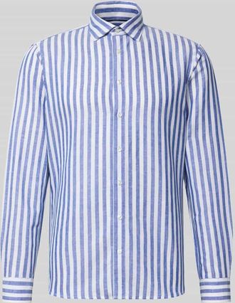 Jake*s Slim Fit Business-Hemd aus Leinen-Mix mit Kentkragen in Royal, Gr&ouml;&szlig;e XXL