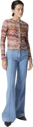 Missoni Flared Denim Trousers With Turn-up Hem And Center Crease in Denim Blue at Nordstrom, Size 42