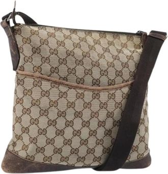 Gucci Pre-owned Cross Body Bags, female, Beige, Size: ONE SIZE Pre-owned Vintage GG Canvas Shoulder Bag