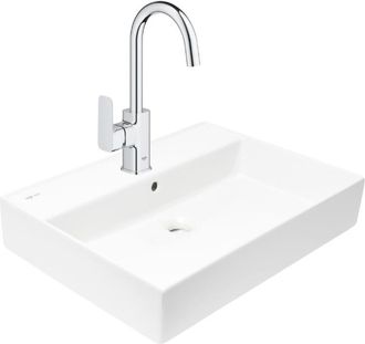GROHE Dice Grifo De Lavabo 1/2 Con Palanca T&aacute;ctil, Tama&ntilde;o L + Lavabo Swiss Aqua Technologies 60,5x46,5 Cm