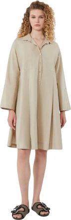 Max Mara Flared Katoen-Poplin Jurk - Dames - Shirt Kleedjes - Beige - XS - Katoen - Kleedjes