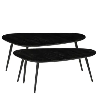 MiCa Decorations Juego de mesa auxiliar jailey negro h39xb39xl84cm
