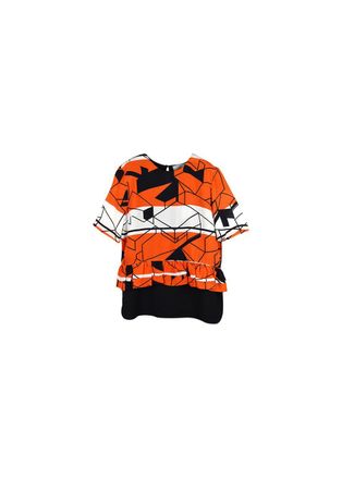 Preen orange black white peplum top Size L