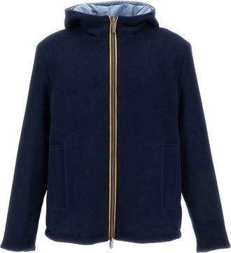 K-Way Blue Claudel Wool Bonded Reversible Jacket