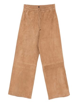 Arma elastic-waistband leather trousers - Brown