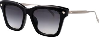 Alexander McQueen Womens Sunglasses Am0483s Black-Silver-Grey Metal Black/silver/grey