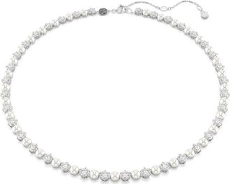 Swarovski Ketting Unisex Matrix Tennis Ketting Kristal Parel Ronde Slijping Wit Gerhodineerd 5689623 - Dames - Kettingen - Grijs - ONE Size - Accessoires