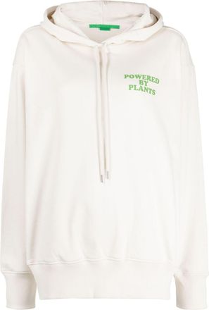 Stella McCartney slogan-print drawstring cotton hoodie - women - Cotton - M - Neutrals