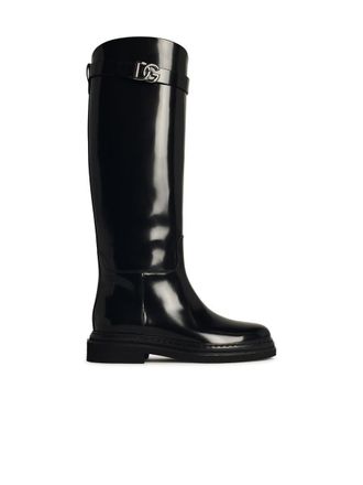 Dolce & Gabbana Black Shiny Leather Boots
