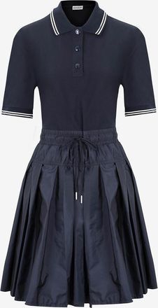 Moncler Plissiertes Midi-Polokleid aus Baumwollpiqu&eacute; und Nylon