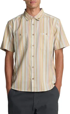 Rvca Talum Short Sleeve Button-Up Shirt in Ceramic at Nordstrom, Size Xx-Large