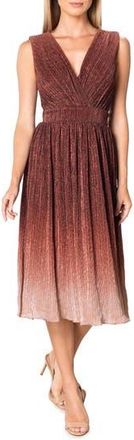Dress The Population Ellery Shimmer Ombr&eacute; Midi Cocktail Dress in Burgundy Multi at Nordstrom Rack, Size X-Small