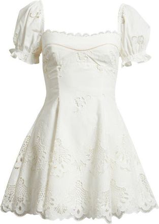 House of CB Lavina Cotton Broderie A-Line Dress in White at Nordstrom, Size X-Small