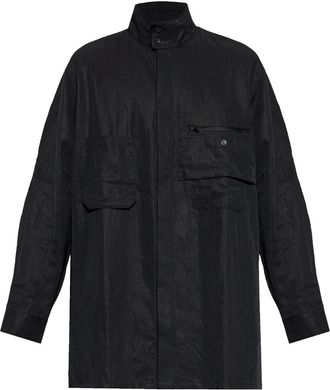 Yohji Yamamoto x Adidas logo-print shirt jacket - men - Lyocell/Polyamide - L - Black