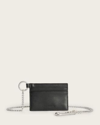 AllSaints Mens Sheep Leather Makoto Chain Leather Cardholder Wallet, Size: One Size