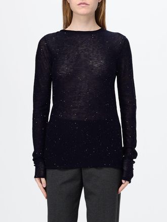Pinko Slim Fit Wool Blend Crewneck Jumper with Sequin Embroidery