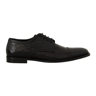 Dolce & Gabbana Exotische Leren Veterschoenen - Heren - Nette schoenen - Zwart - 44 EU - Leer - Schoenen