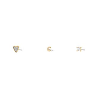 Fossil Womens Initials Gold-Tone Brass Stud Earring Set