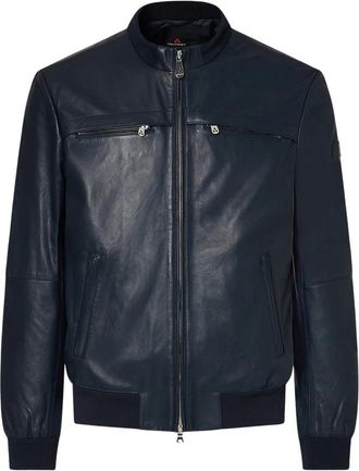 Peuterey Sands Biker Jacket - Heren - Leren en Su&egrave;de Jassen - Blauw - S - Leer - Jassen