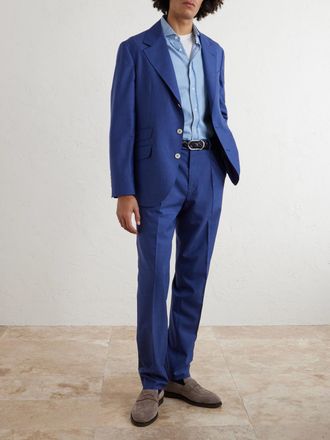 Brunello Cucinelli Straight-Leg Pleated Virgin Wool Suit Trousers