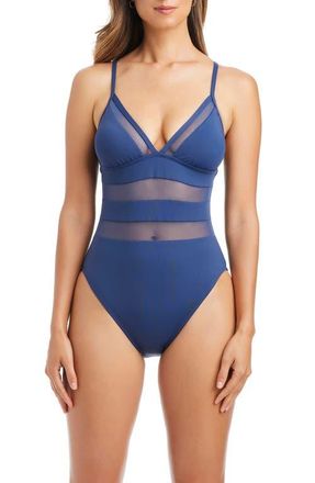 Bleu Rod Beattie Cross Back One-Piece Swimsuit in Midnight at Nordstrom, Size 12
