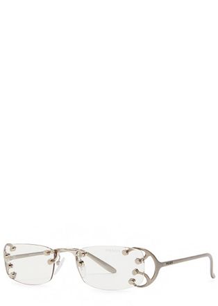 Prada Narrow Rimless Sunglasses - Silver - One Size