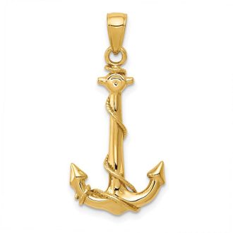 Diamond2Deal 10k Yellow Gold Anchor Rope Pendant