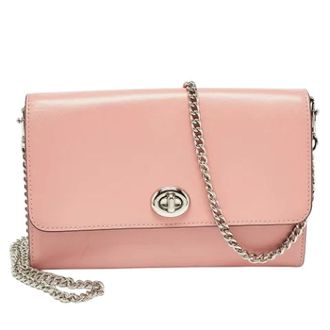 Coach Pre-owned Leren Crossbodytas met Draaislot - Dames - Pre-owned - Roze - Maat: ONE Size Leer