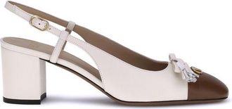 Valentino Garavani White Calf Leather Bos Taurus Mid Heel Womens Pumps