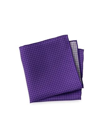 Paul Fredrick Houndstooth Silk Pocket Square in Purple at Nordstrom