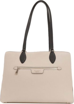Kate Spade New York Brown White Leather Tote Bag (Pre-Owned)