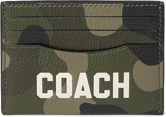 Coach Card Case With Camo Print And Coach Graphic Mens Wallet Handbags Camo, Leather/Polyester