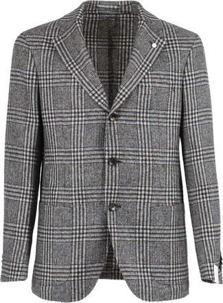 Luigi Bianchi Mantova checked blazer - Grey
