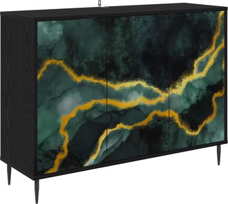 vidaXL Aparador Wijhe Roble Negro 102 X 33 X 76 Cm Vidaxl