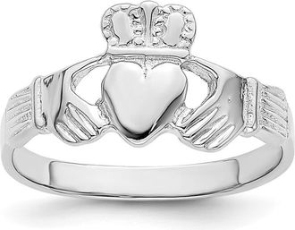 Diamond2Deal 14k White Gold Claddagh Ring