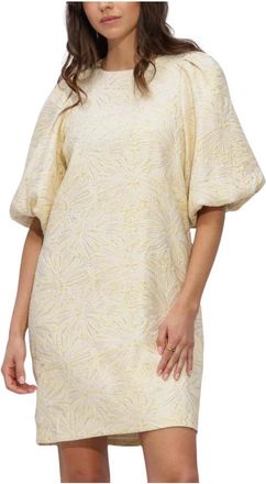 Notre-V Kleedjes, Dames, Geel, S, Henderika Brocade Jurk