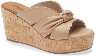Cordani Dumont Platform Wedge Slide Sandal in Natural Leather at Nordstrom, Size 7.5Us