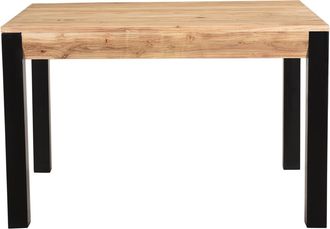 Miliboo Mesa De Comedor Extensible En Acacia Maciza Y Metal Negro L120-210 Cm Trap