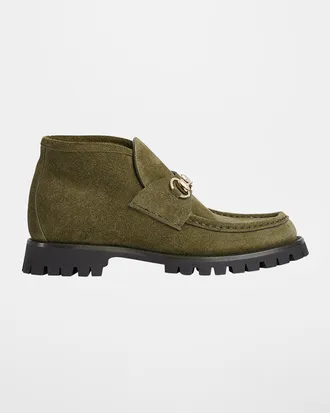 Gucci Sylke Suede Horsebit Booties