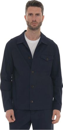 Hindustrie Katoenen overshirt met knoopsluiting - Heren - Zomerjassen - Blauw - 2XL - Katoen - Jassen