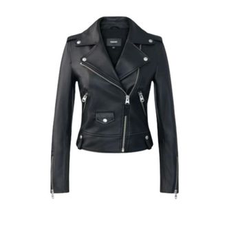 Mackage Leather Jackets, female, Black, L, Black Leather Biker Jacket