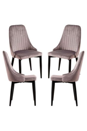 Regalos Miguel Regalos Miguel - Packs Sillas Comedor - Pack 4 Sillas Kan Terciopelo - Gris