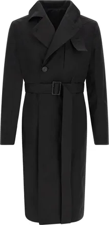 Rick Owens Black Notched Lapel Trench Coat