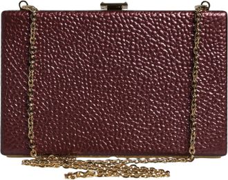 Dolce & Gabbana Womens Maroon Leather Clutch Evening Crossbody Bag